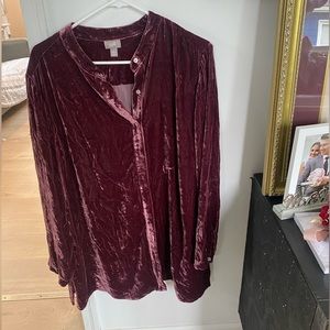 J Jill 2x  dusty Mauve velvet button up
